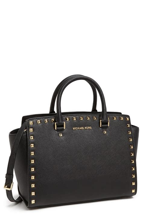 michael kors selma leather satchel black|Michael Kors manhattan leather satchel.